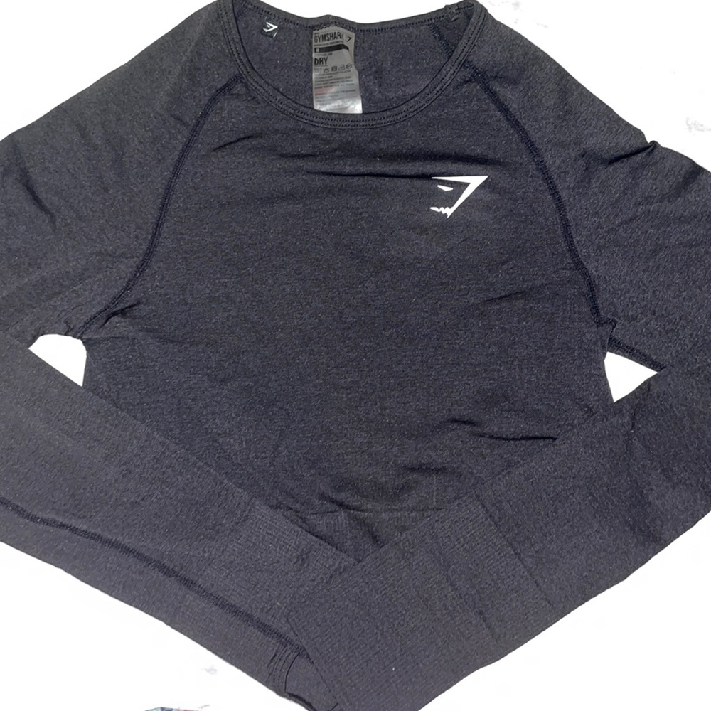 Black Gymshark Vital Seamless Long Sleeve Crop Top